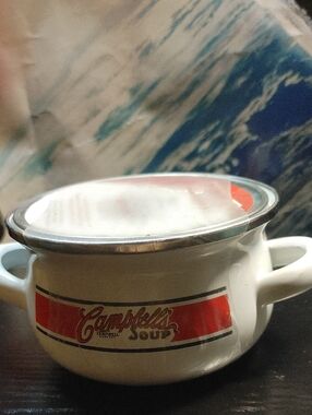 Campbell's Red and White Soup Bowl with Metal Lid - Ceramic Serving Bowl